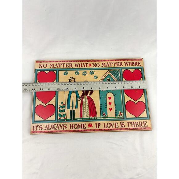 VTG No Matter What, No Matter Where LOVE Wooden Wall Decor Plaque Unique - Picture 2 of 10